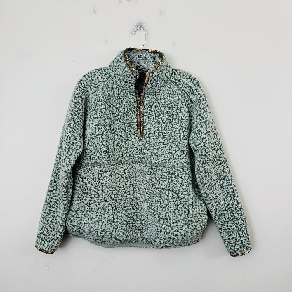 Realtree Green Sherpa 1/4 Zip Pullover Sweater Women’s Size M